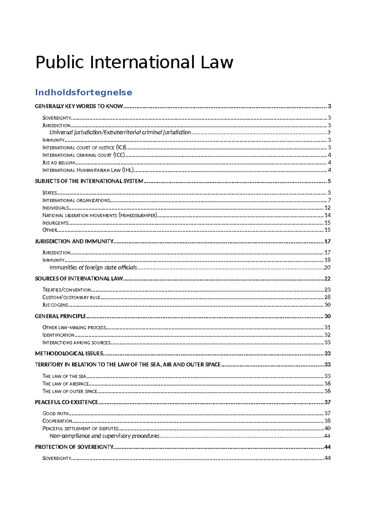 Public International Law Overview - Key Concepts & Terms - Studocu