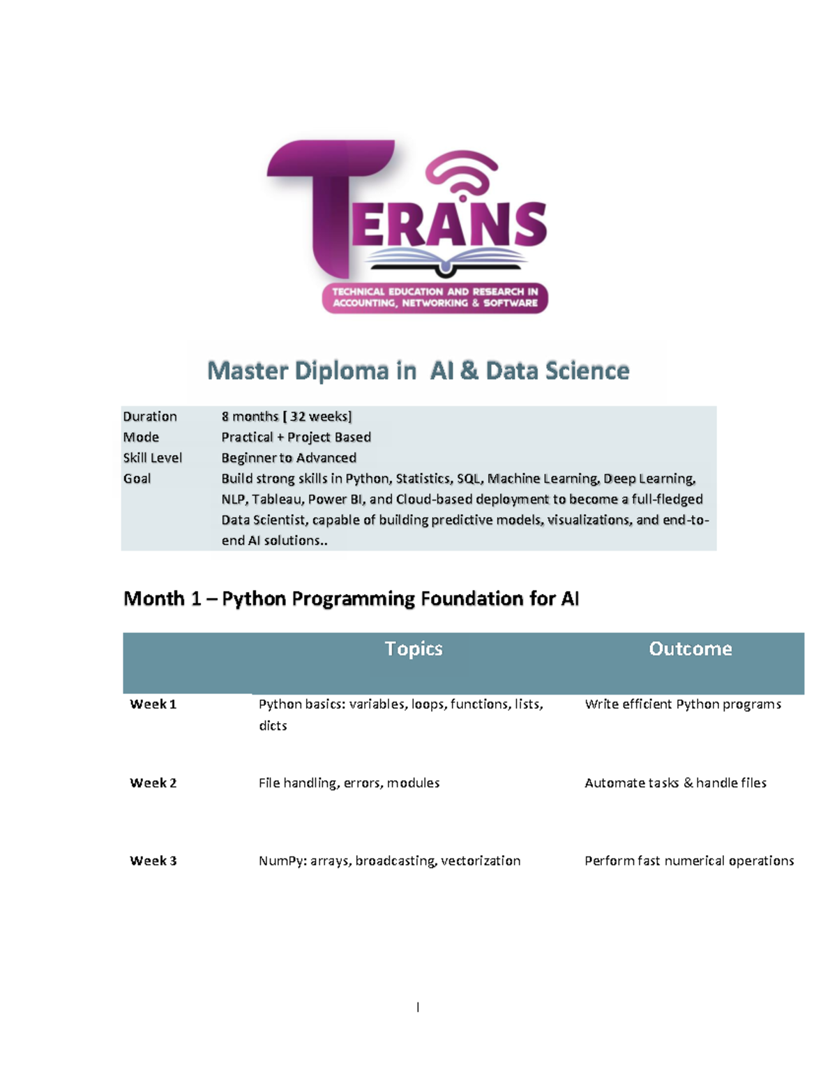 Master Diploma in AI Data Science (8 Months) - Course Overview - Studocu