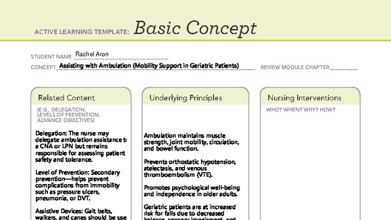 ACTIVE LEARNING TEMPLATE: Assisting with Ambulation in Geriatrics - Studocu