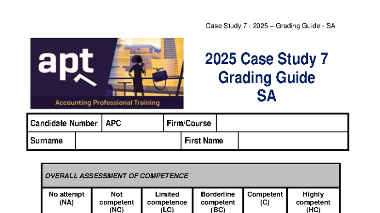 Case Study 7 2025 Grading Guide - SA Analysis and Competence Assessment ...