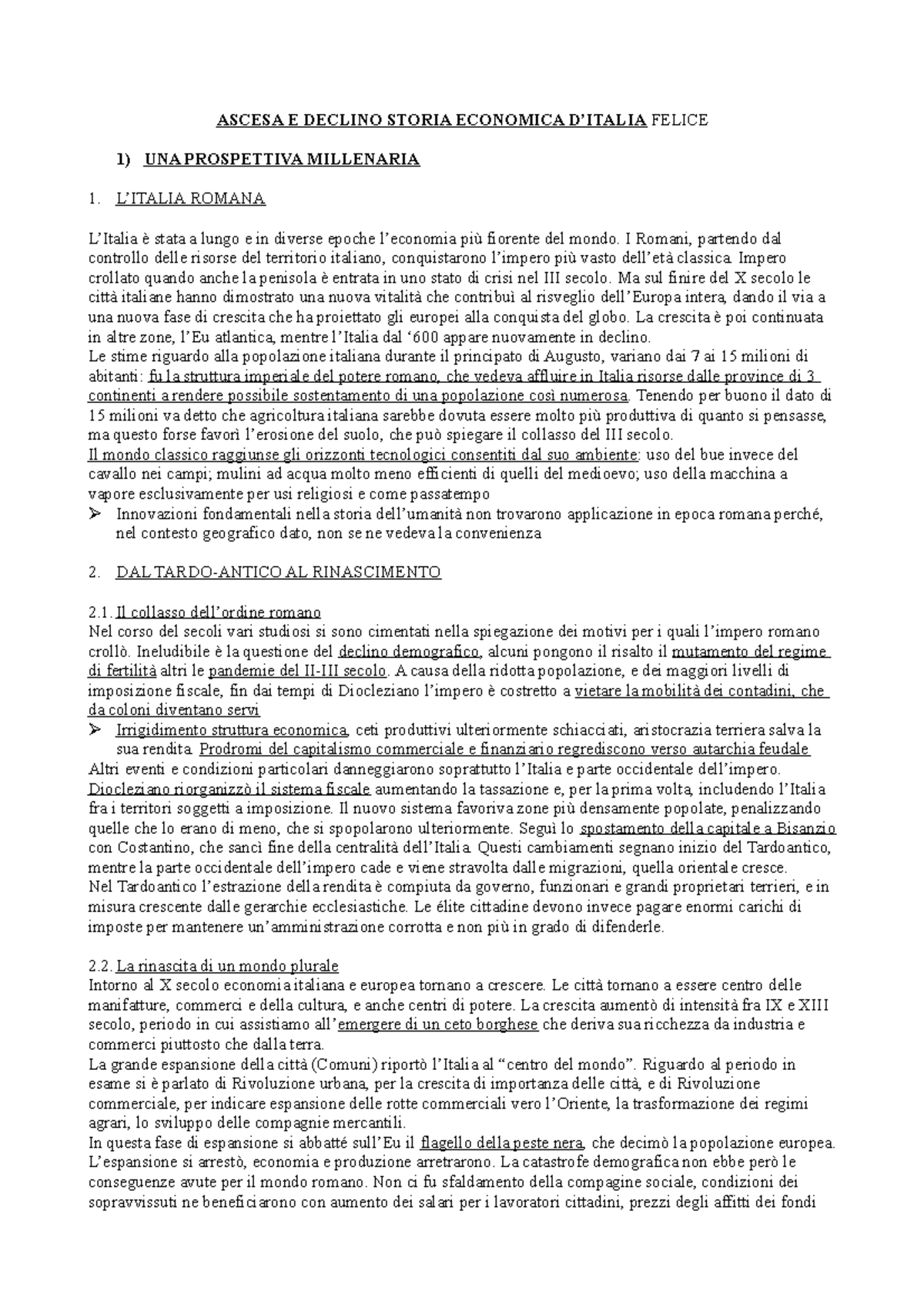 Ascesa e Declino della Storia Economica: Un - Document Preview