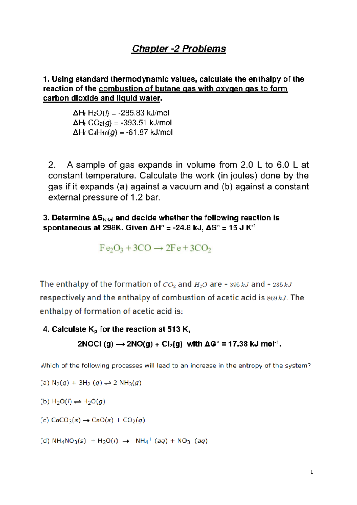 Chapter 2 - Thermodynamic Problems and Calculations - Studocu
