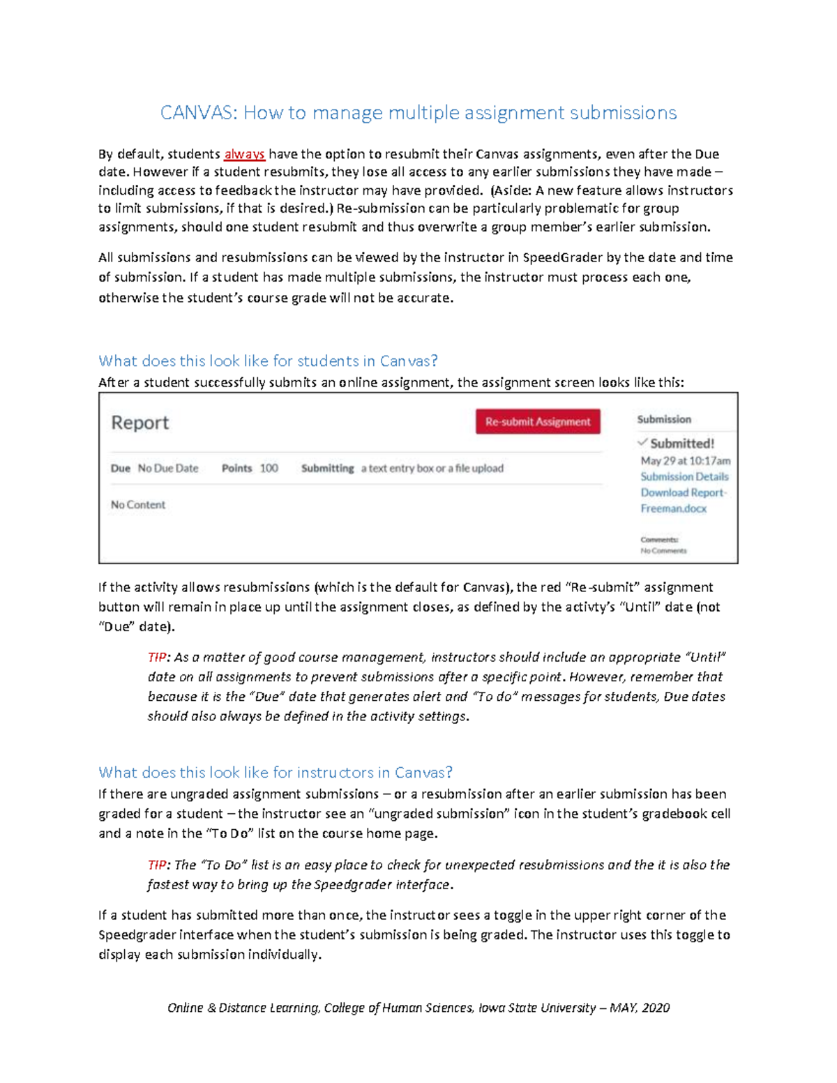 Howto-Manage Multiple Assignment Submissions - Due o Due Date Poln 100 ...