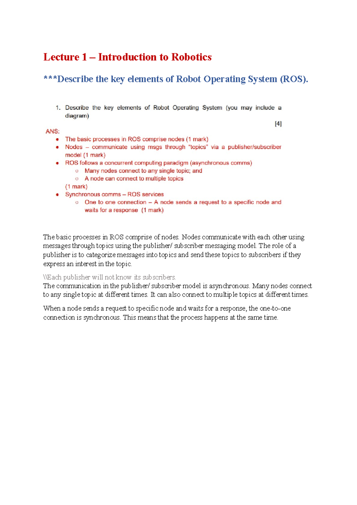 1. RF4 Final Exam Comprehensive Notes on Robot Operating System (ROS ...