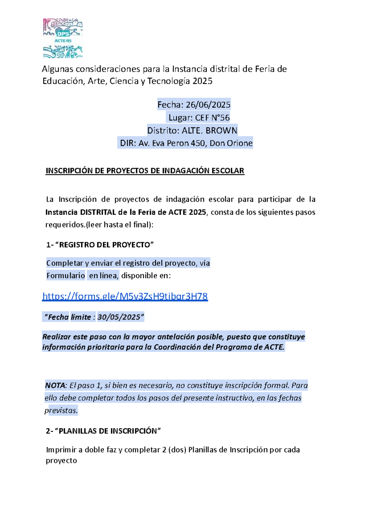 Orientaciones para Inscripción en Feria Distrital de Educación AB 2025 ...