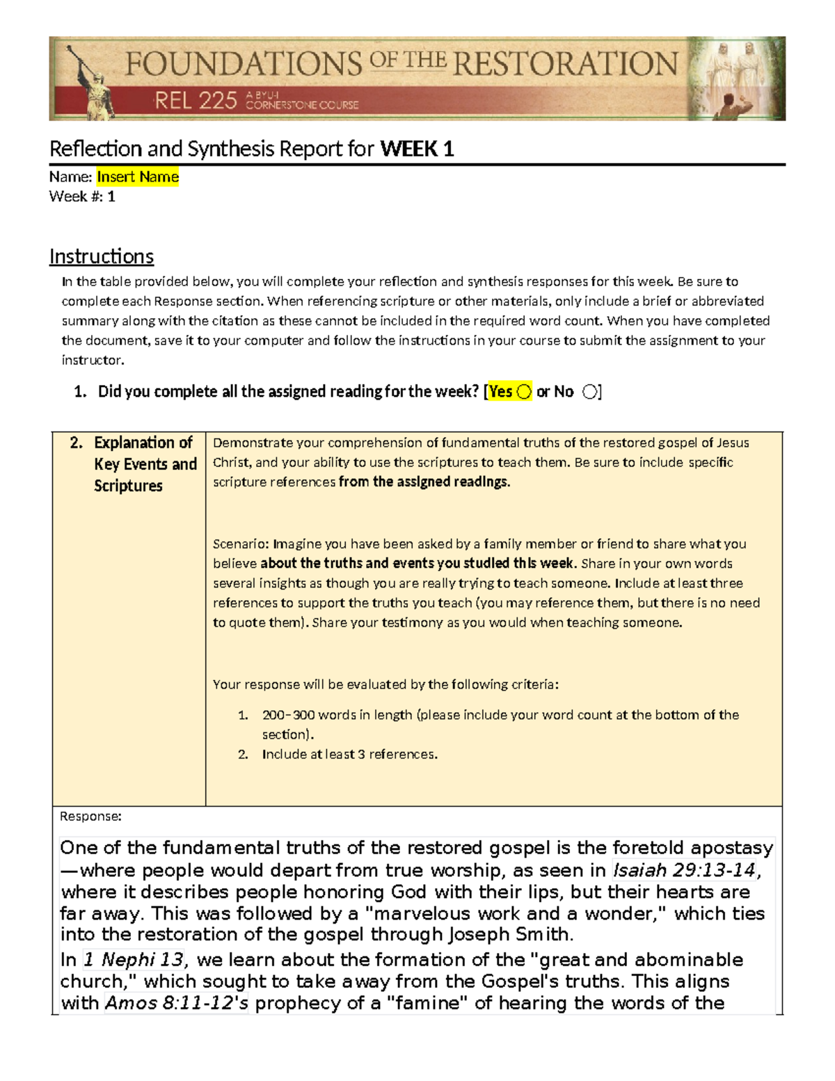REL225C W01 Reflection Synthesis - Reflection and Synthesis Report for ...