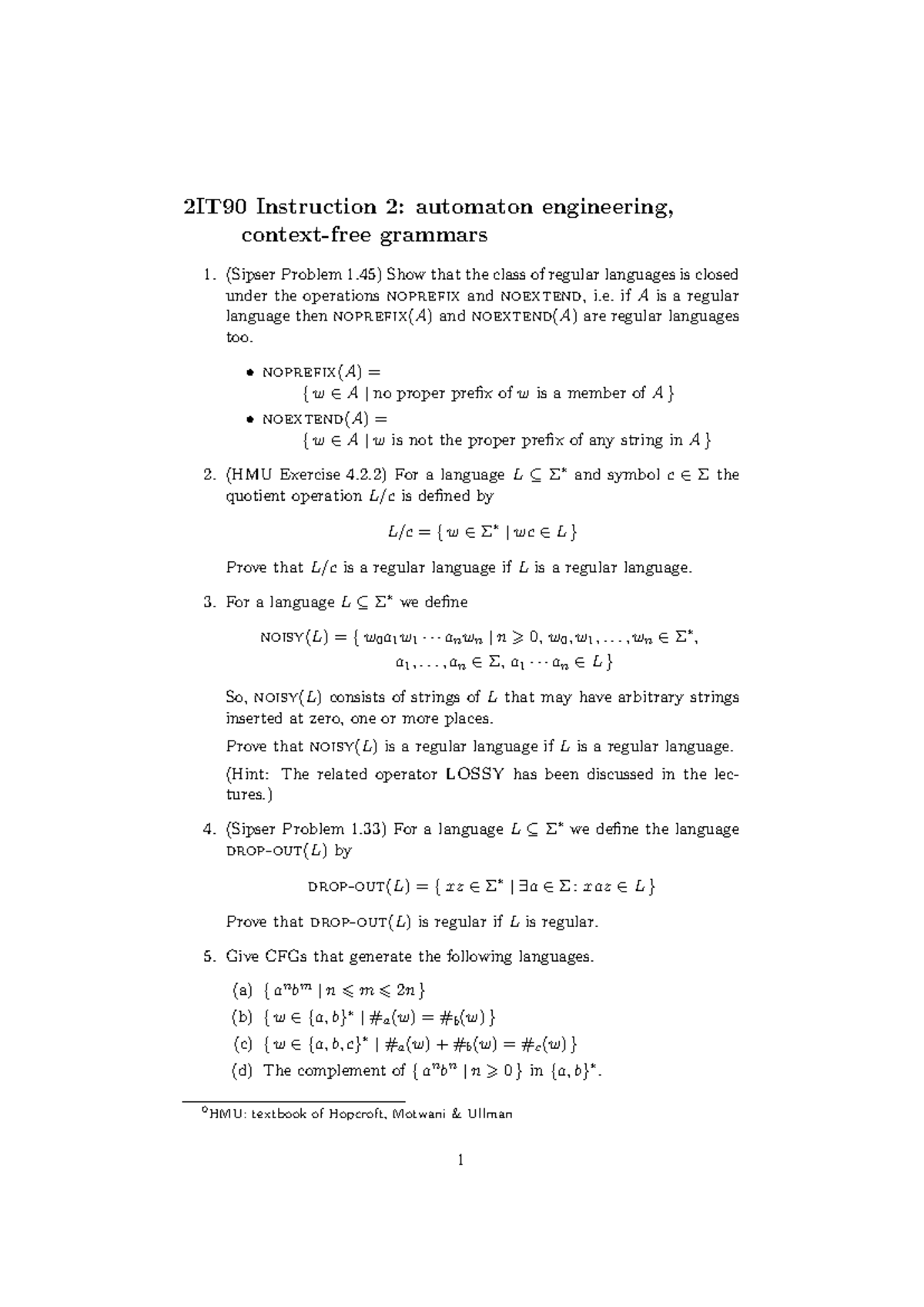 Instruction-02 - 2IT90 Instruction 2: automaton engineering, context ...