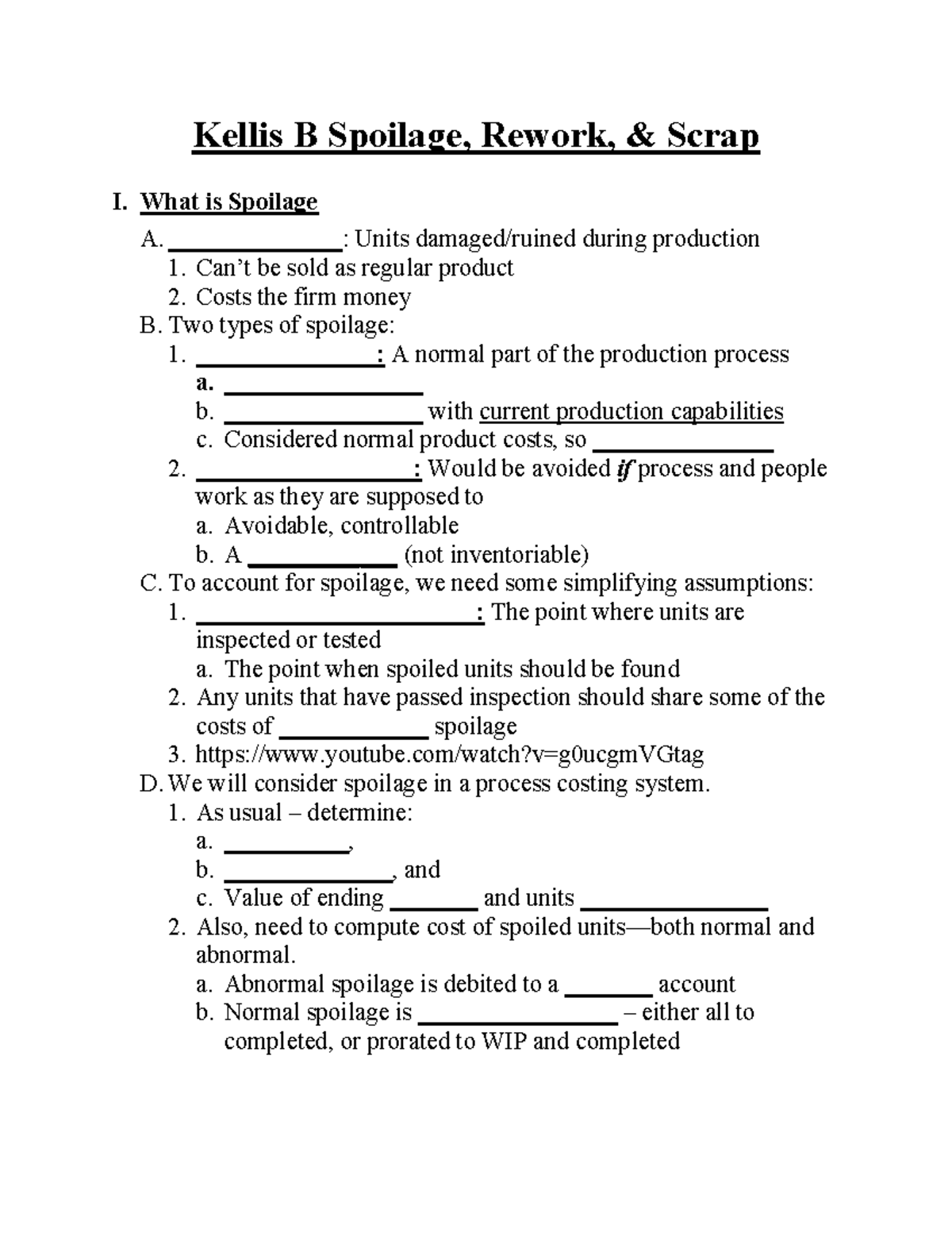 Kellis B - Job Costing, Spoilage, Rework, and Scrap Analysis I - Studocu