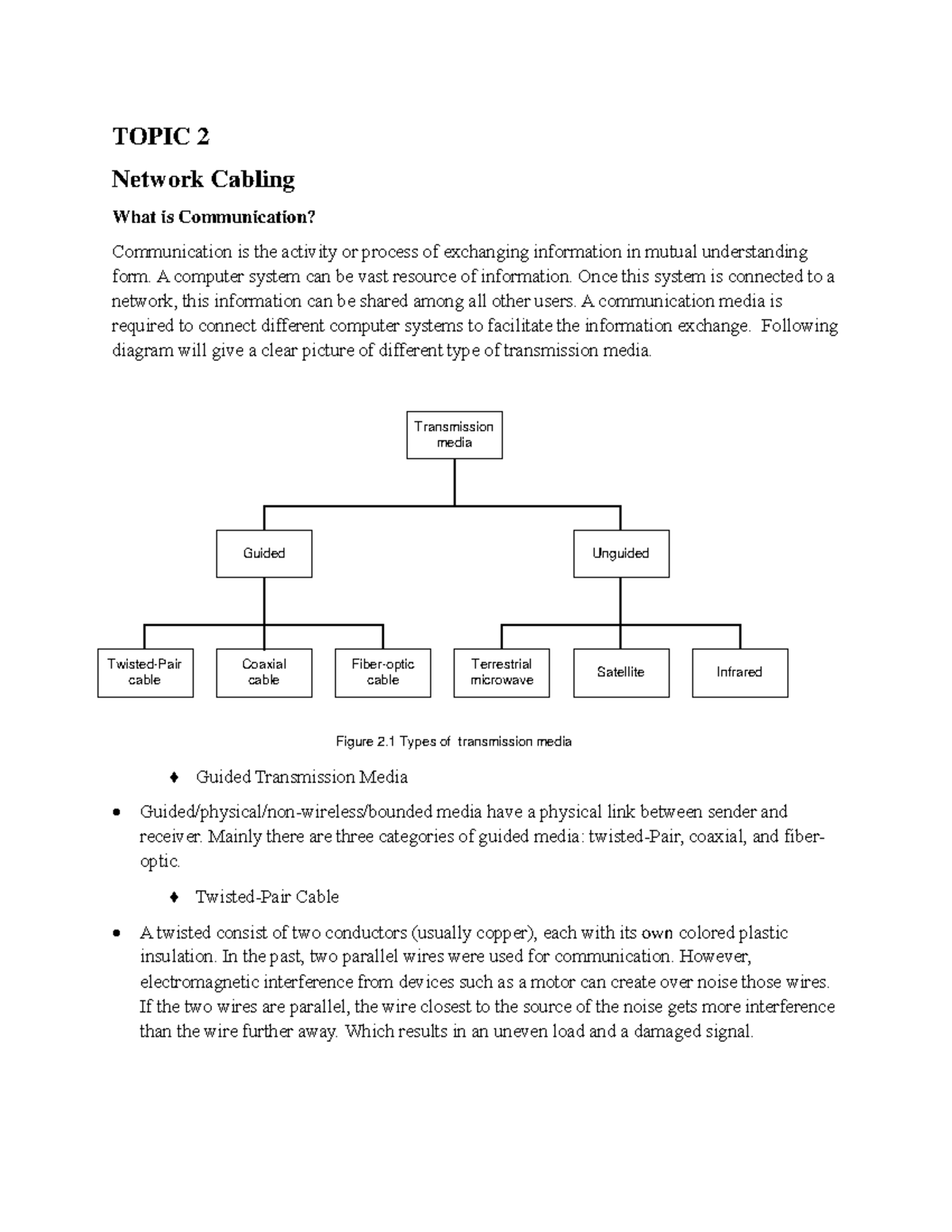 Network Cabling Overview and Types - Topic 6 - Studocu
