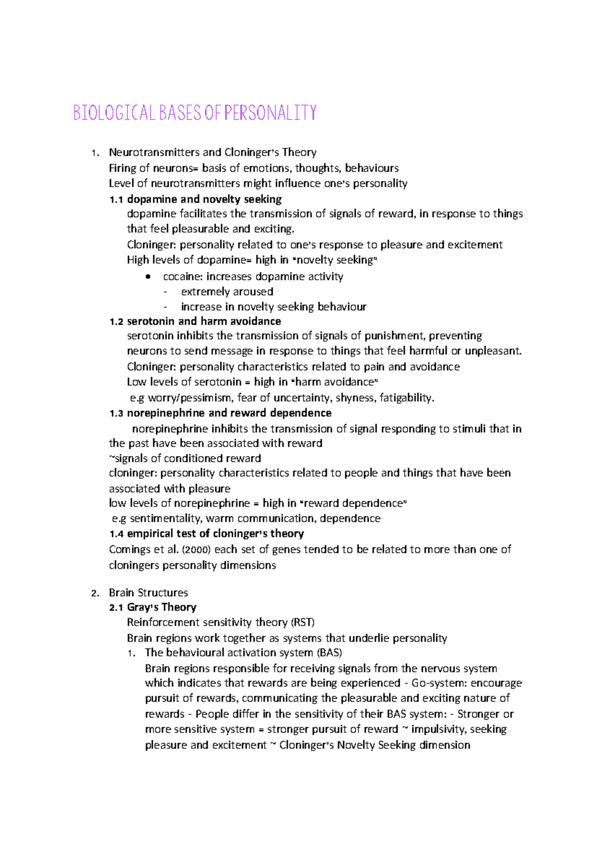 Biological bases of personality - Biological bases of personality ...