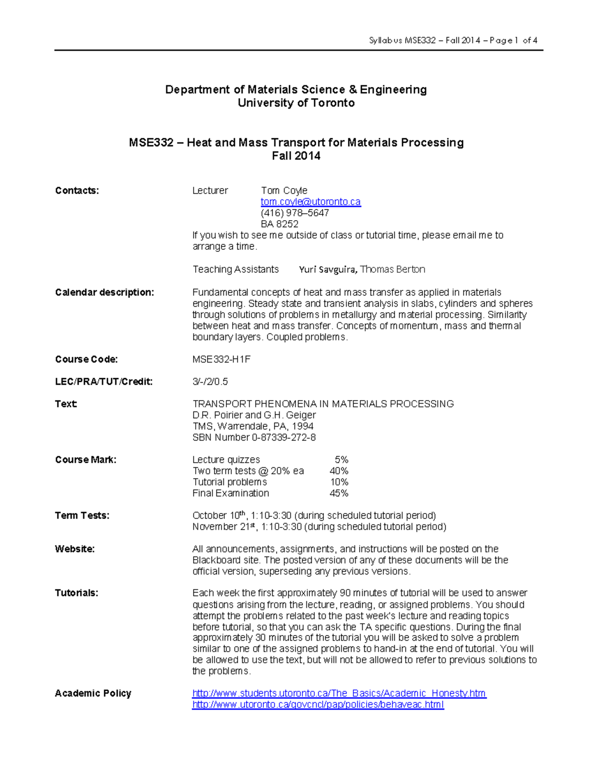 2014 mse332 syllabus - Department of Materials Science & Engineering ...
