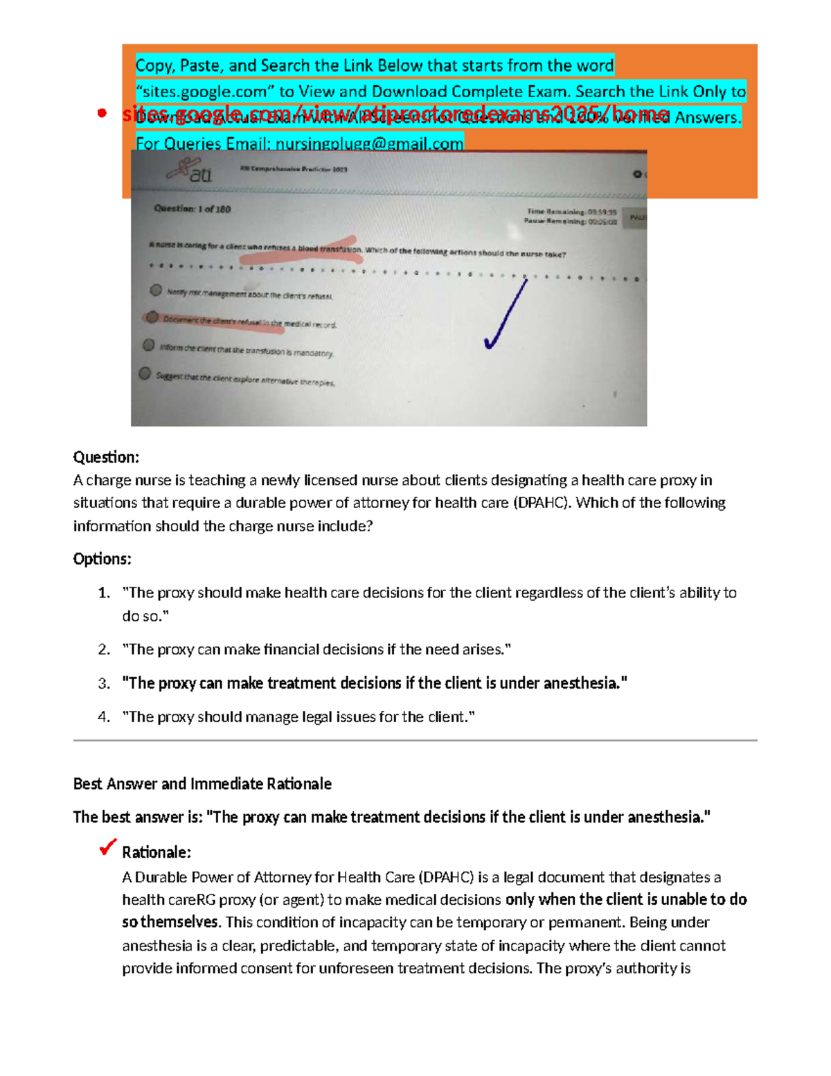 ATI RN Comprehensive Predictor 2025: Health Care Proxy & DPAHC Insights ...