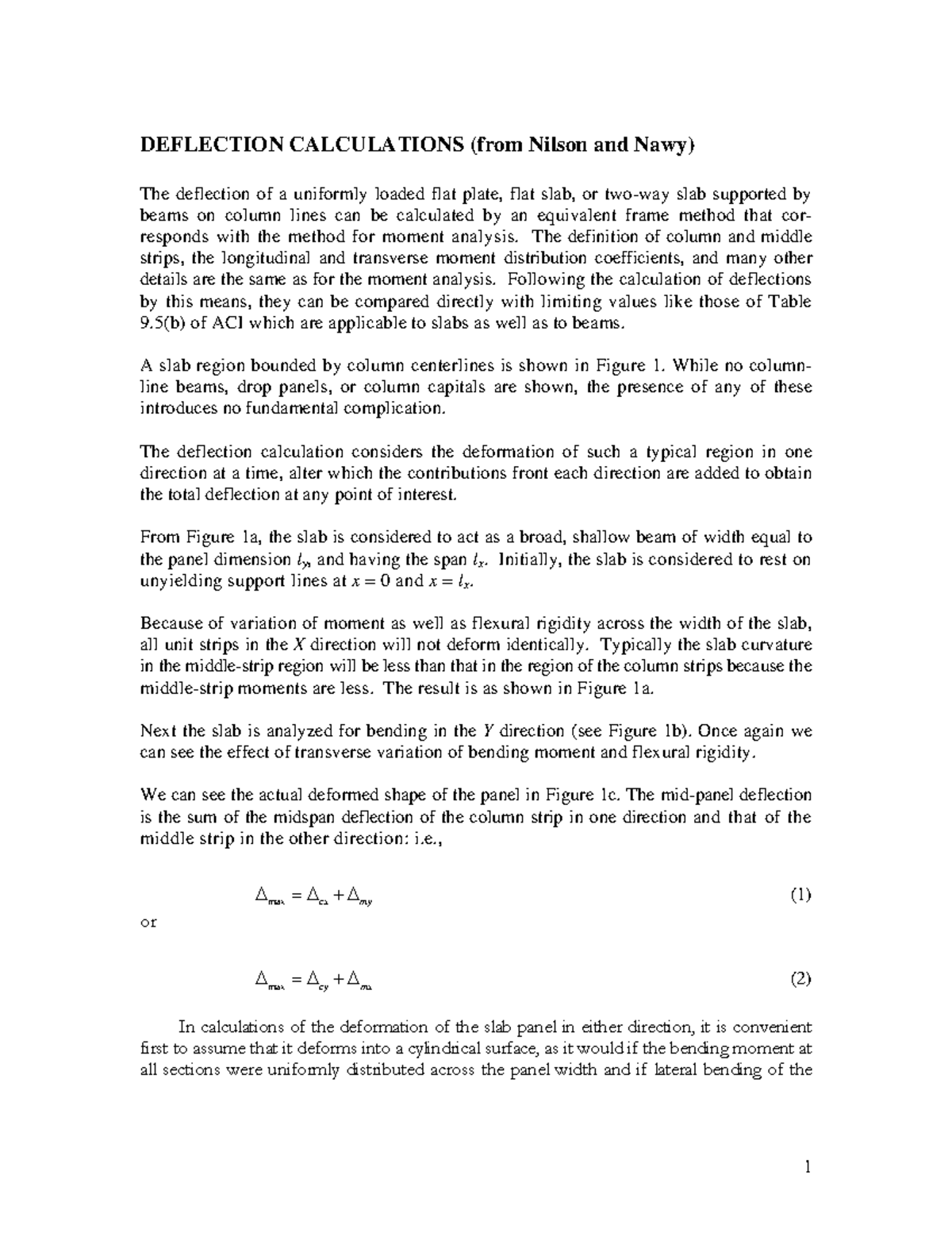 DEFLECTION CALCULATIONS FOR SLABS (J) - Studocu