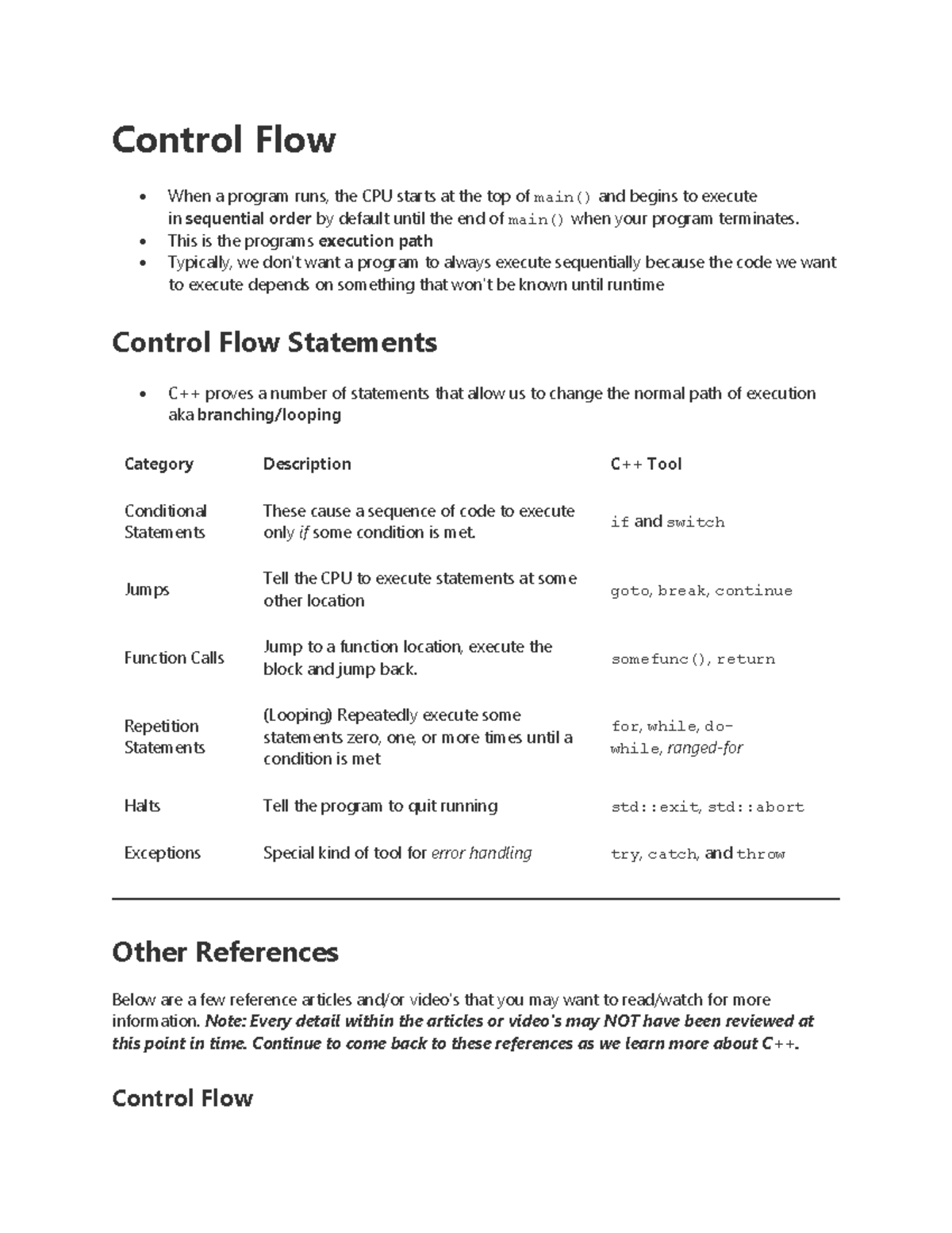 C++ Programming Control Flow Overview and Statements Guide - Control ...