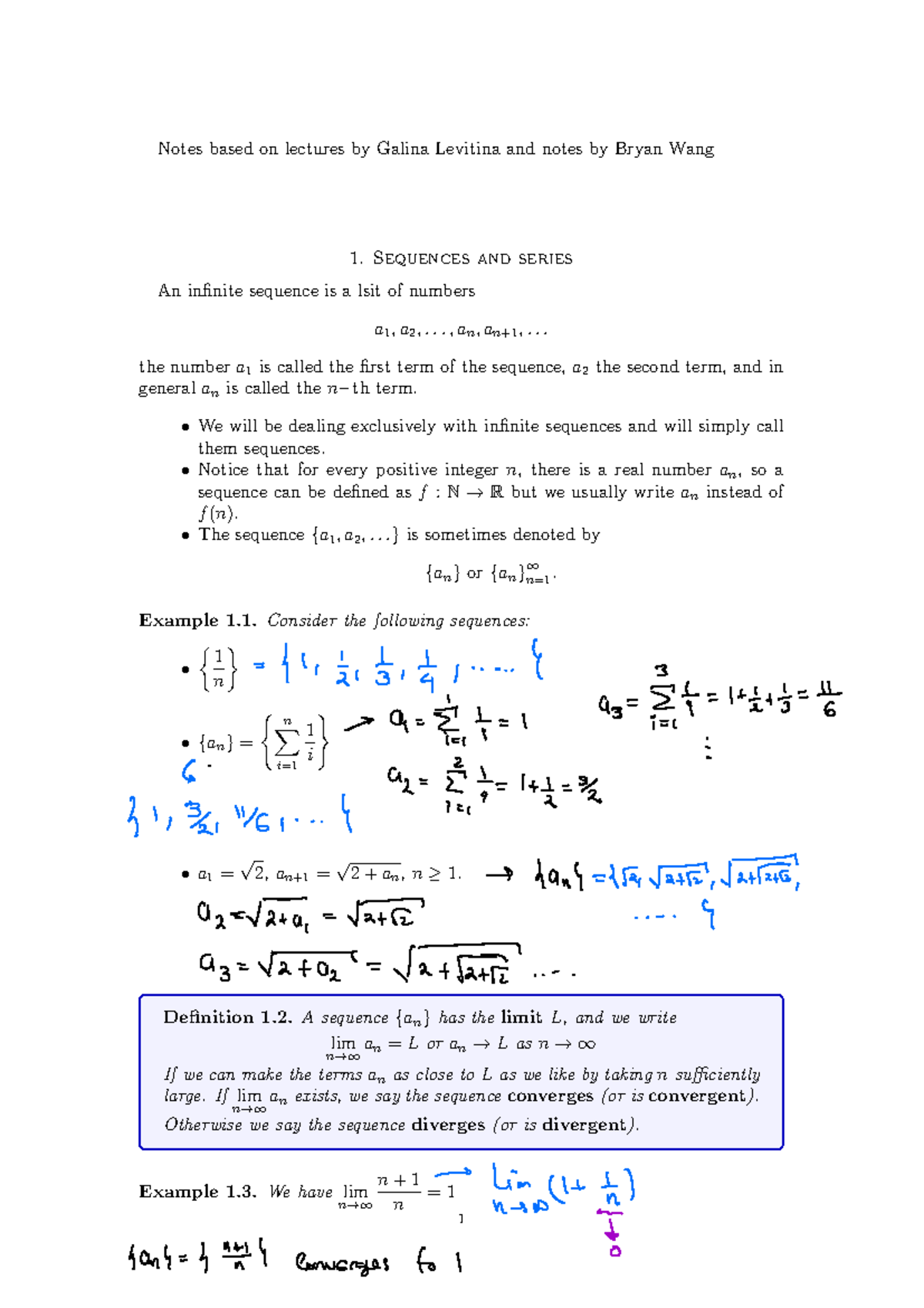 Lecture Notes on Sequences and Series (MATH 101) - Studocu