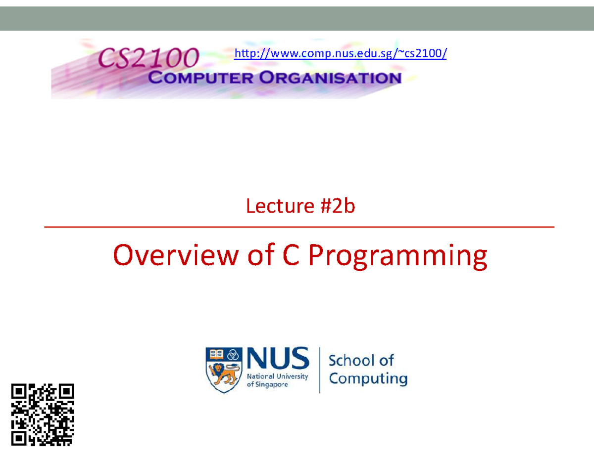Lect02 Overview of C Programming - 2-1-5 - Lecture #2b Overview of C ...