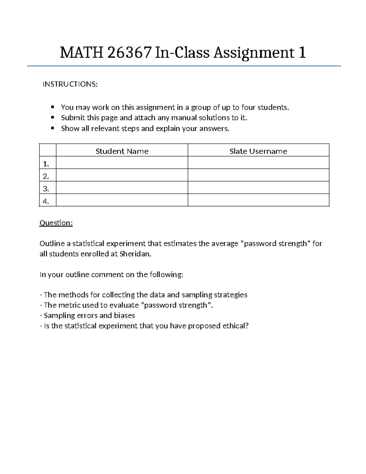 In Class 1-MATH26367 - Assignment 1 - MATH 26367 In-Class Assignment 1 ...