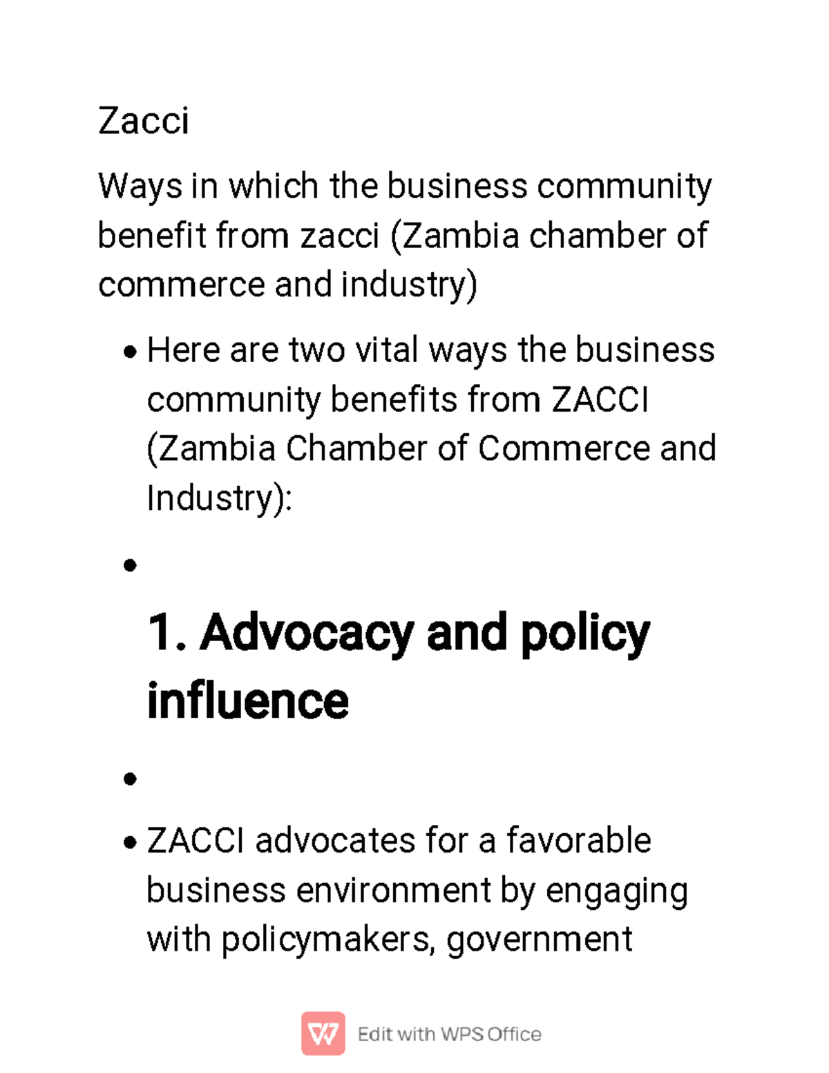 ZACCI's Impact on Business: Benefits for Zambia's Commerce Community ...