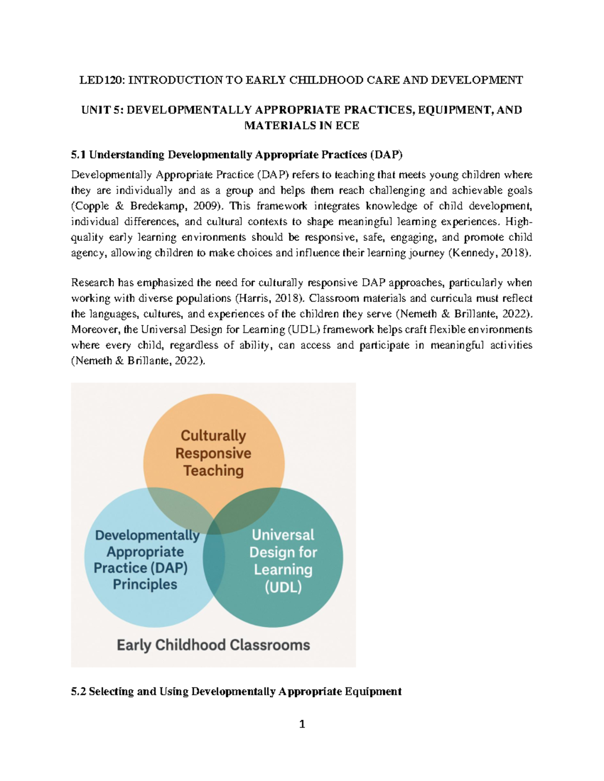LED120: Developmentally Appropriate Practices & Resources in ECE - Studocu