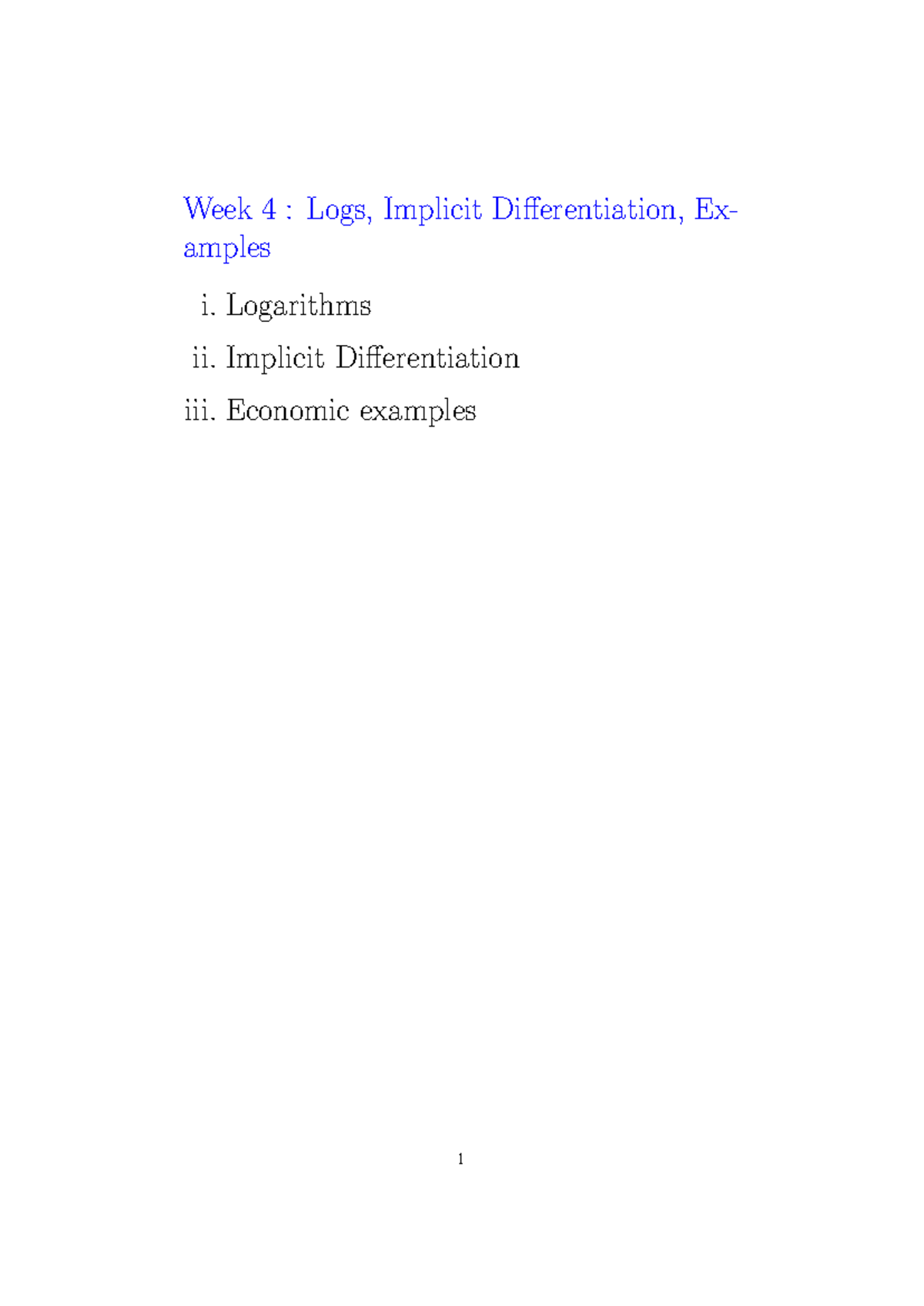 Lecture Preview Notes (Week 4): Logs & Implicit Differentiation - Studocu