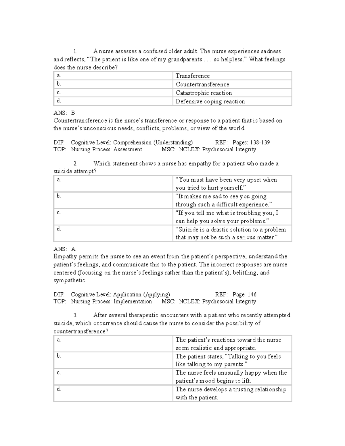 Chapter 9 Practice Exam Questions for Nursing (NURS 101) - Studocu