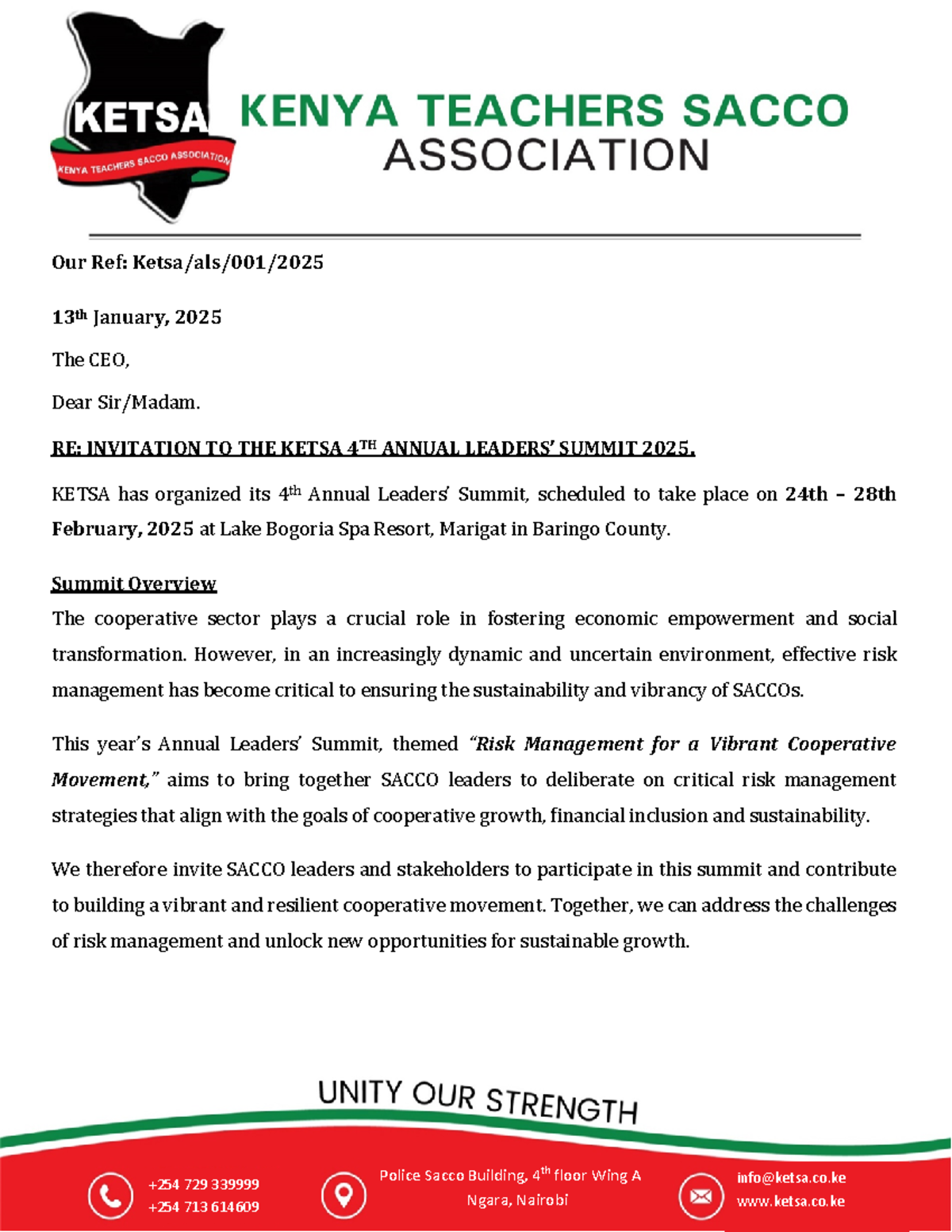 ALS Invitation Letter - FGF - Police Sacco Building, 4th floor Wing A ...