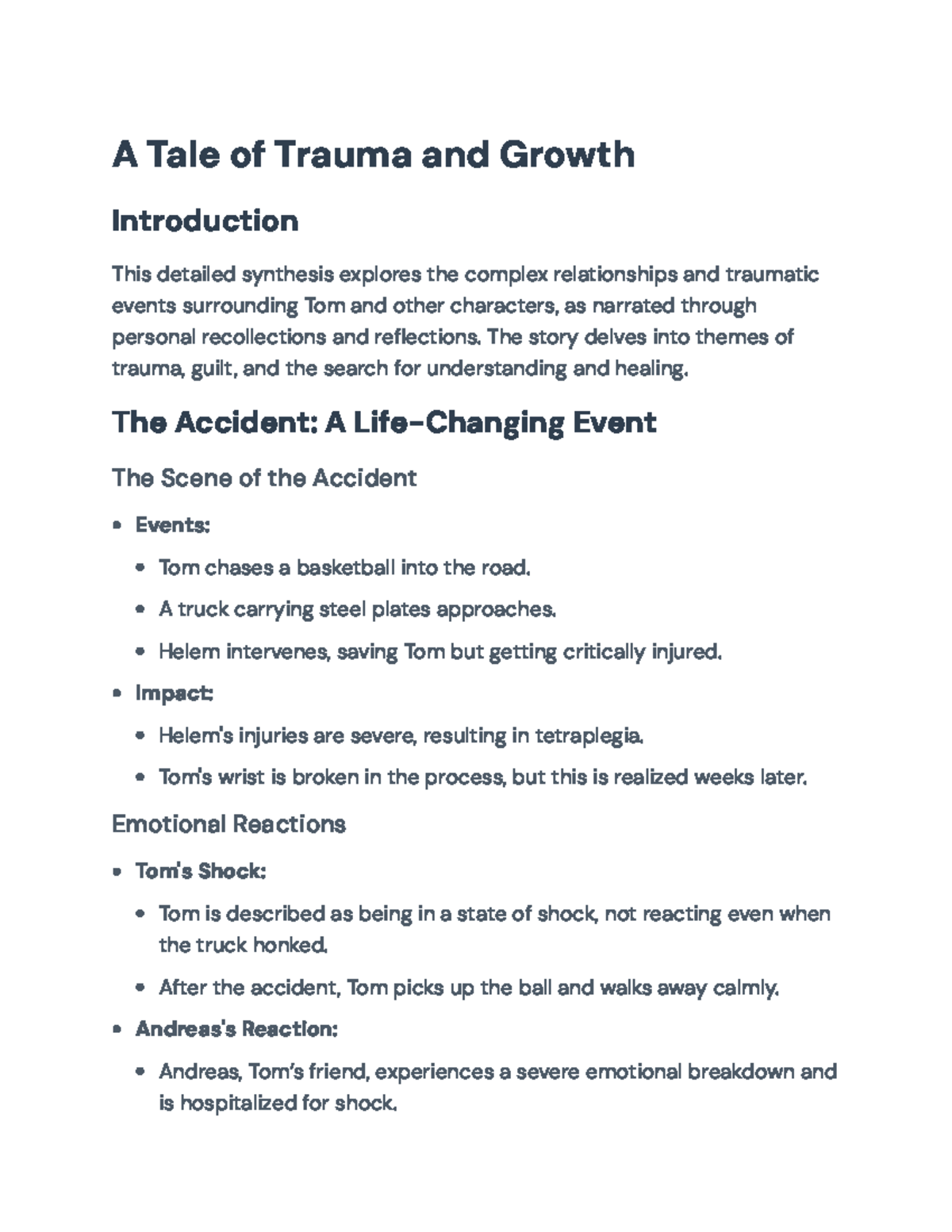 Trauma, Resilience, and Relationships: A Study on Tom’s Journey - A ...