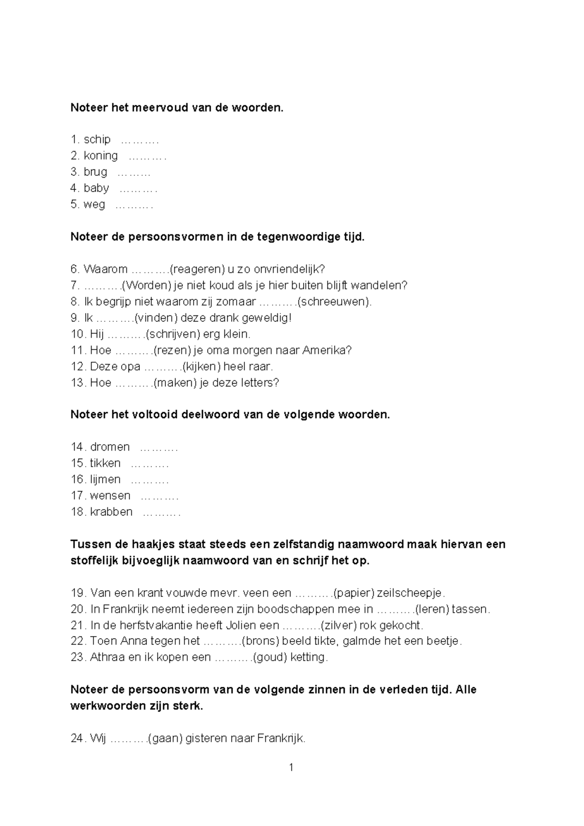 Spellingstoets Nederlands: Meervoud, Persoonsvormen en Deelwoorden ...