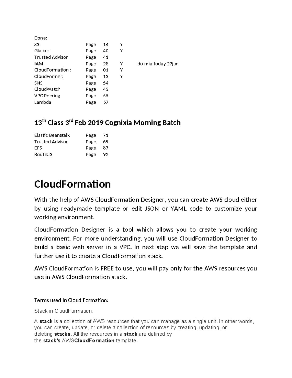 AWS LAB Notes - Done: S3 Page 14 Y Glacier Page 40 Y Trusted Advisor ...