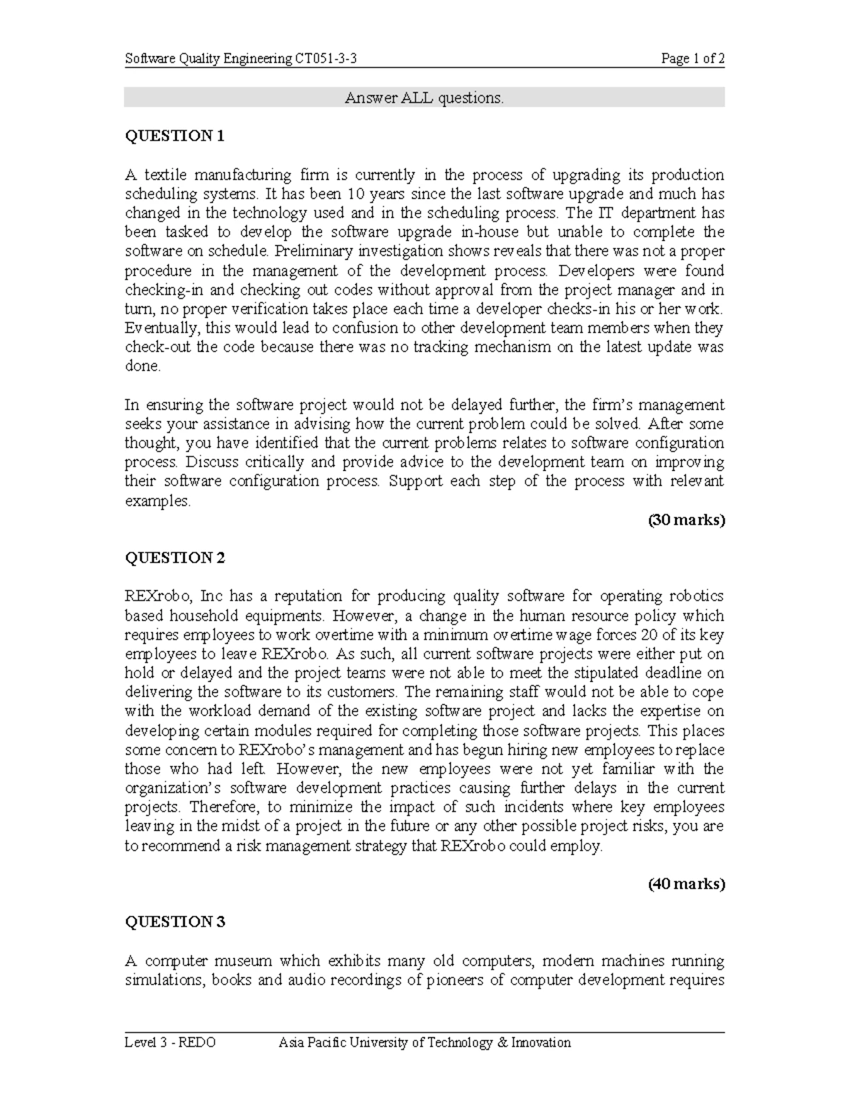 Software Quality Engineering APD3F2411SE Individual Assignment 2 - Studocu