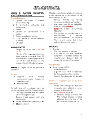 Hematology - Notes - PROPERTY OF MEDTECH REVIEW NOTES DO NOT DISTRIBUTE ...