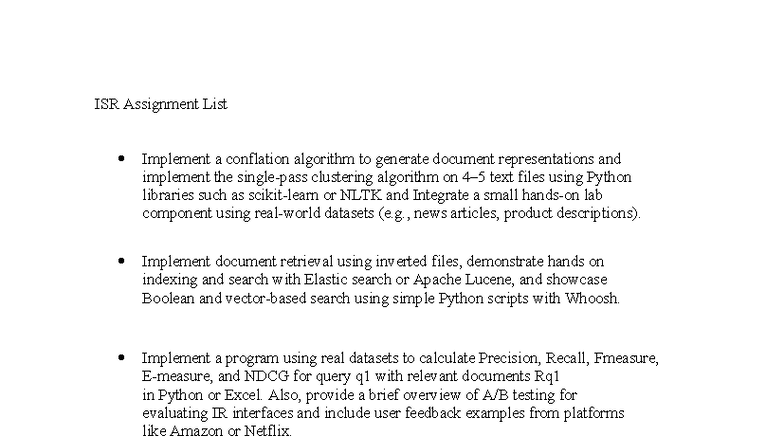 ISR Assignment - Conflation & Clustering Algorithms in Python - Studocu