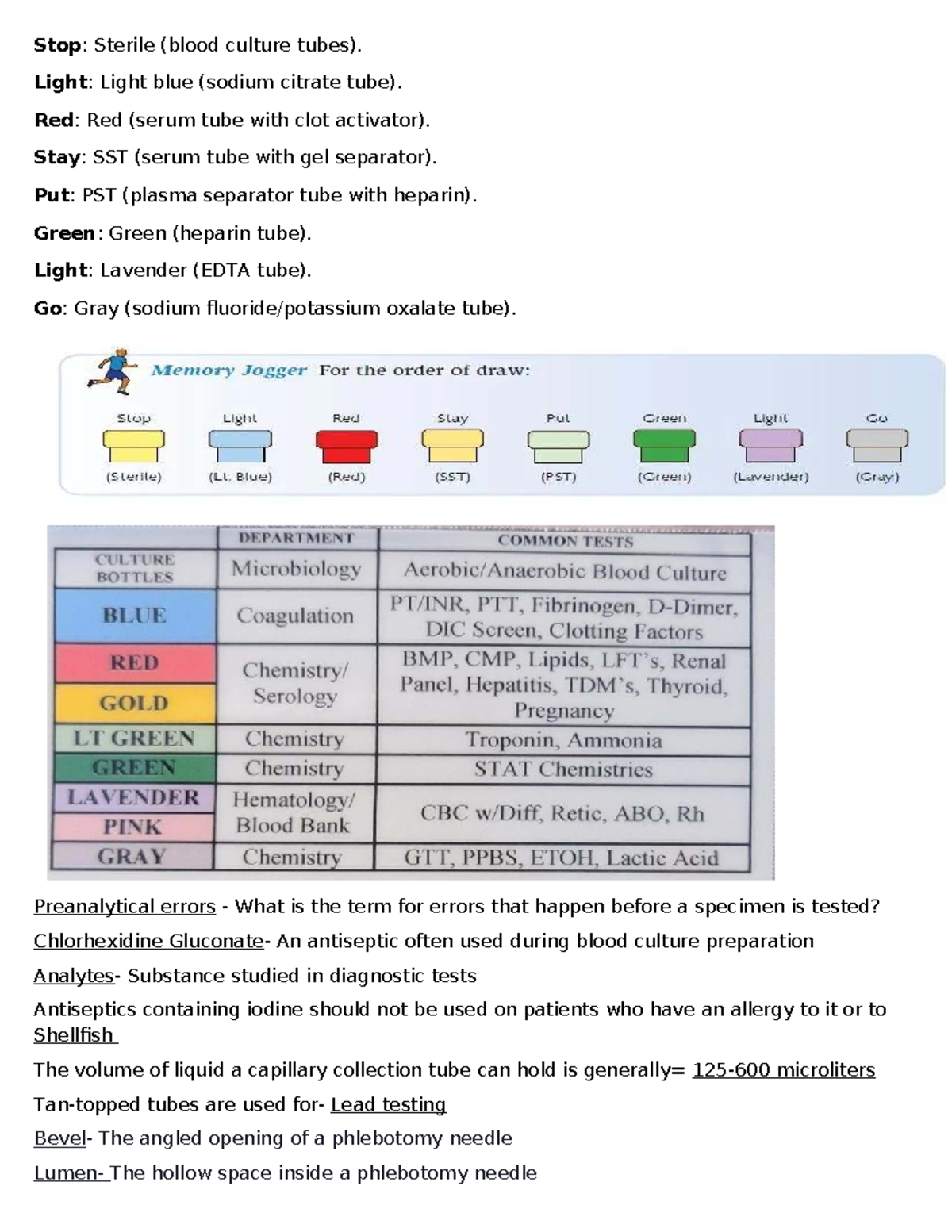 Chapter 8 Study Guide: Phlebotomy Techniques & Tube Types - Studocu