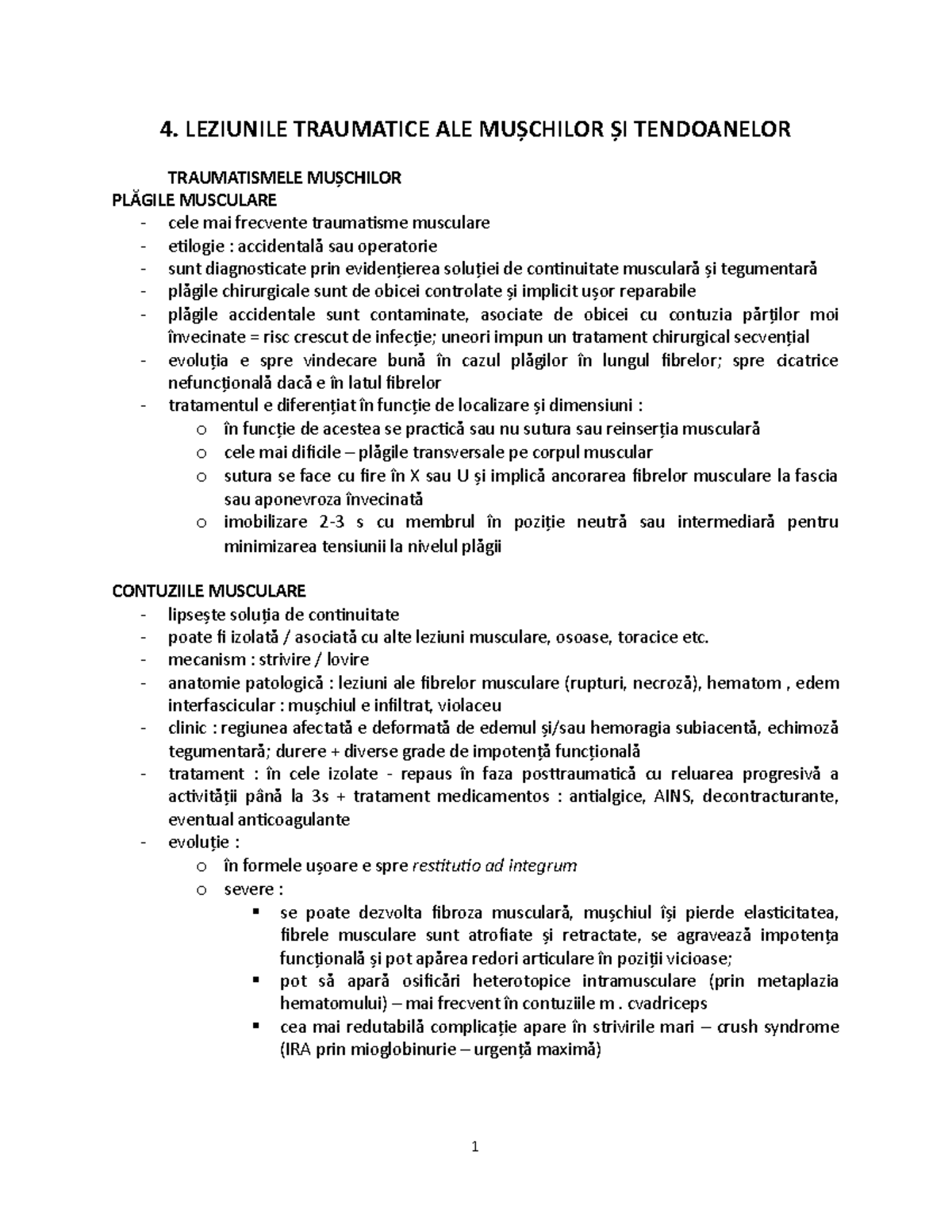 4. Leziunile traumatice ale mușchilor și tendoanelor - Notițe de studiu ...