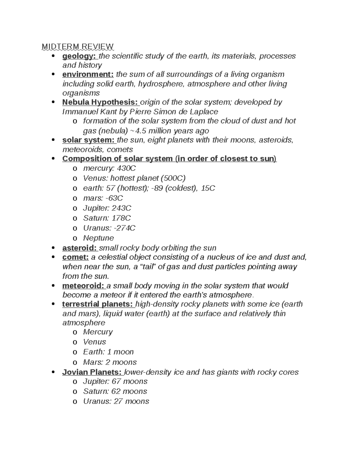 Geology 101 Midterm Review: Key Concepts and Definitions - Studocu