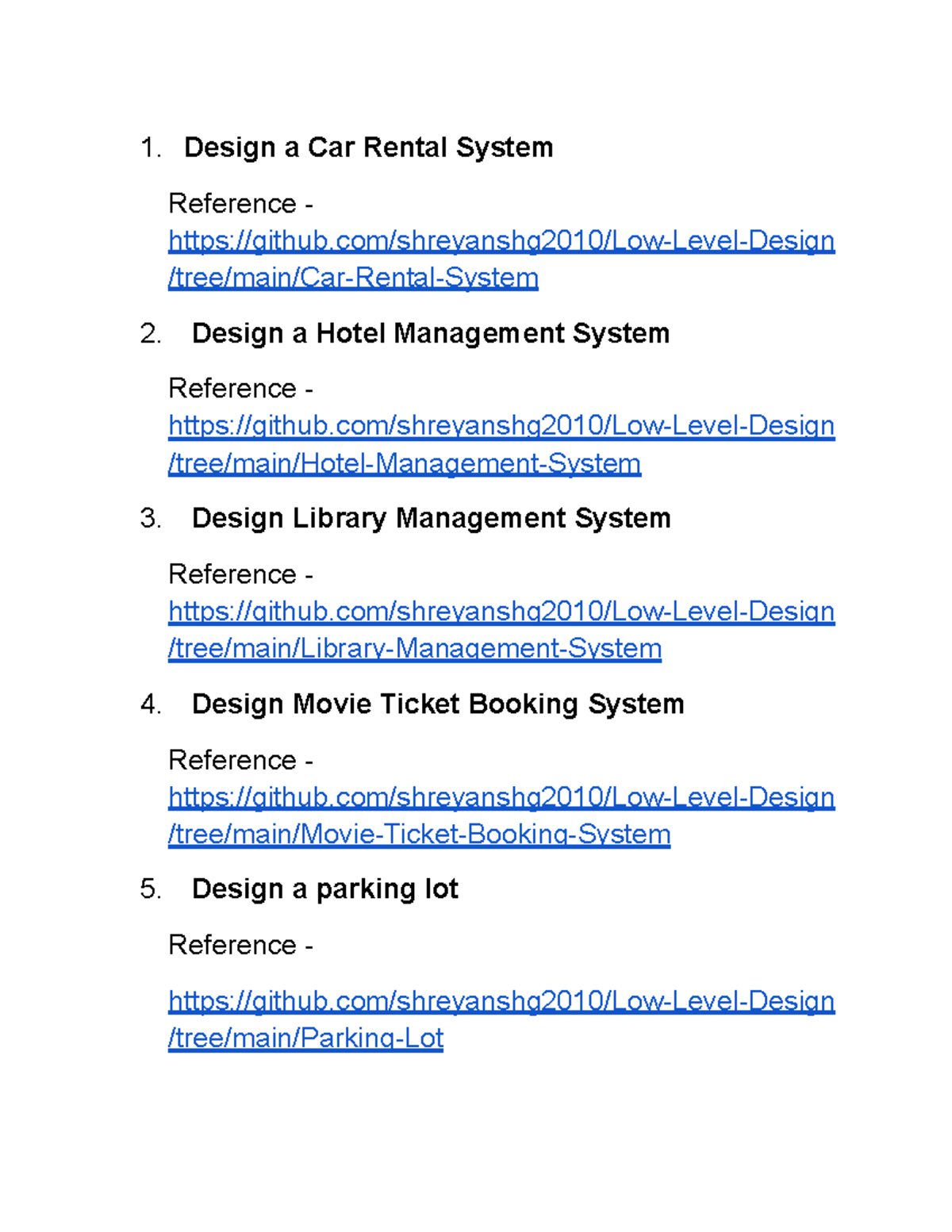 Low Level Design - Sheet - Design a Car Rental System Reference - - Studocu