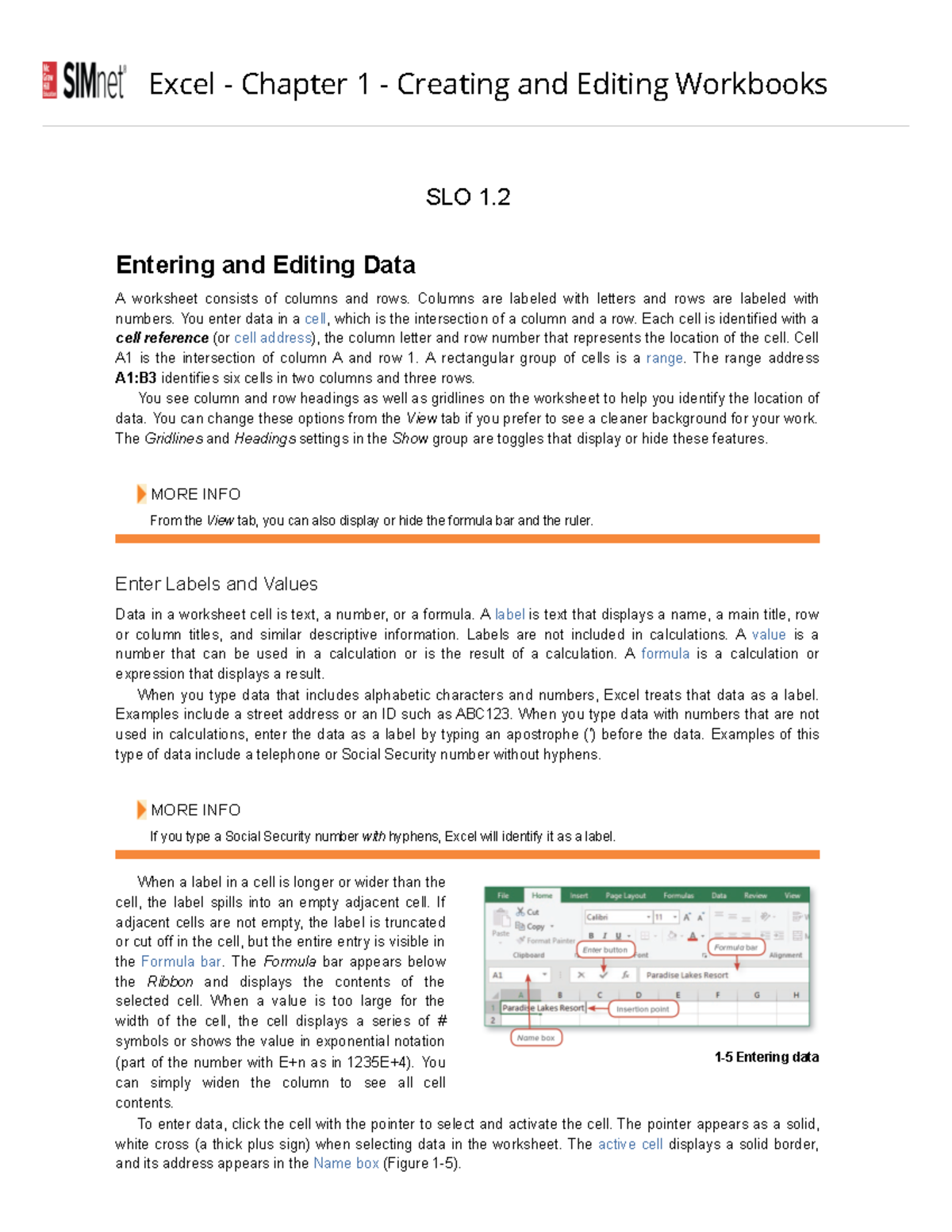 Excel - Chapter 1 - Creating and Editing Workbooks - Excel - Chapter 1 ...