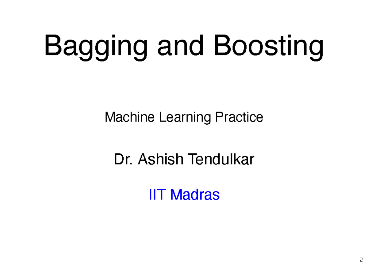 Bagging and Boosting in Machine Learning: MLP Practice - Studocu