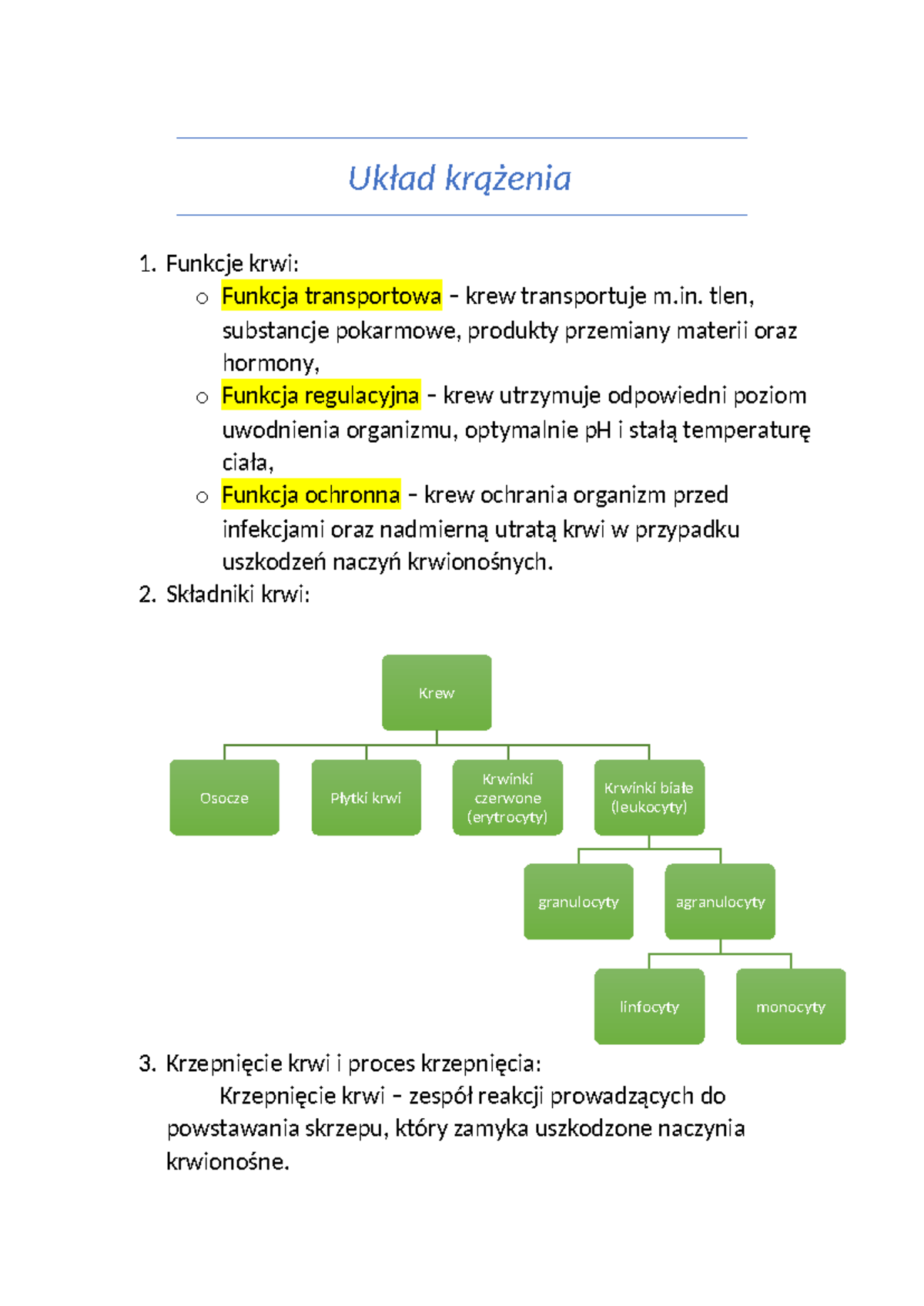 Układ krążenia i odpornościowy - Biologia (Biologia 101) - Studocu