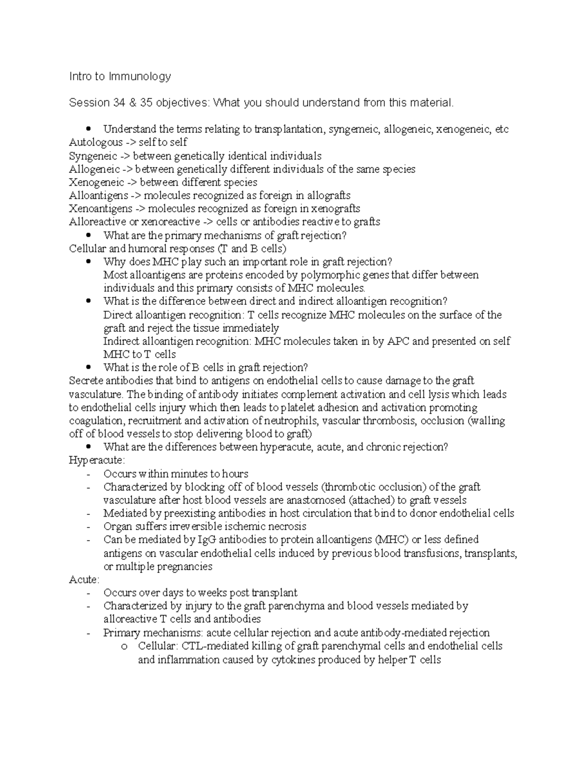 Immunology 101: Principles of Transplantation & Graft Rejection ...