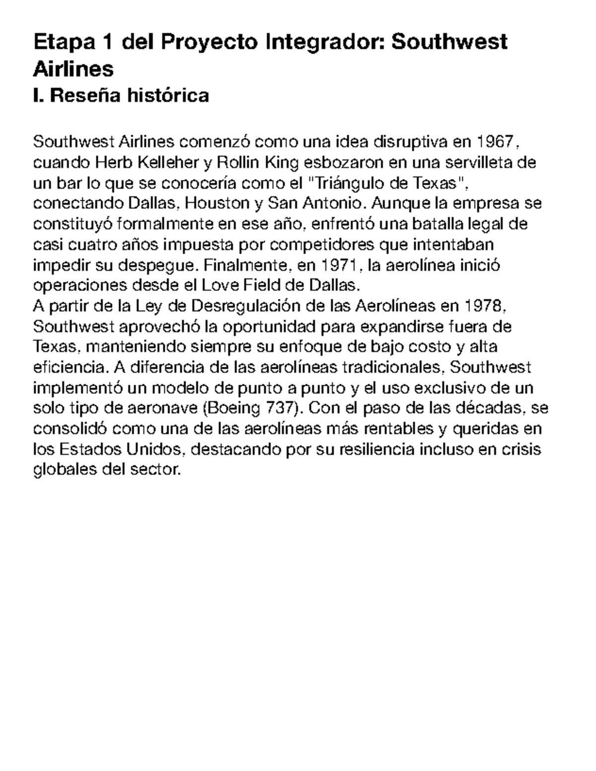 Proyecto Integrador A4: Análisis de Southwest Airlines y Estrategia ...