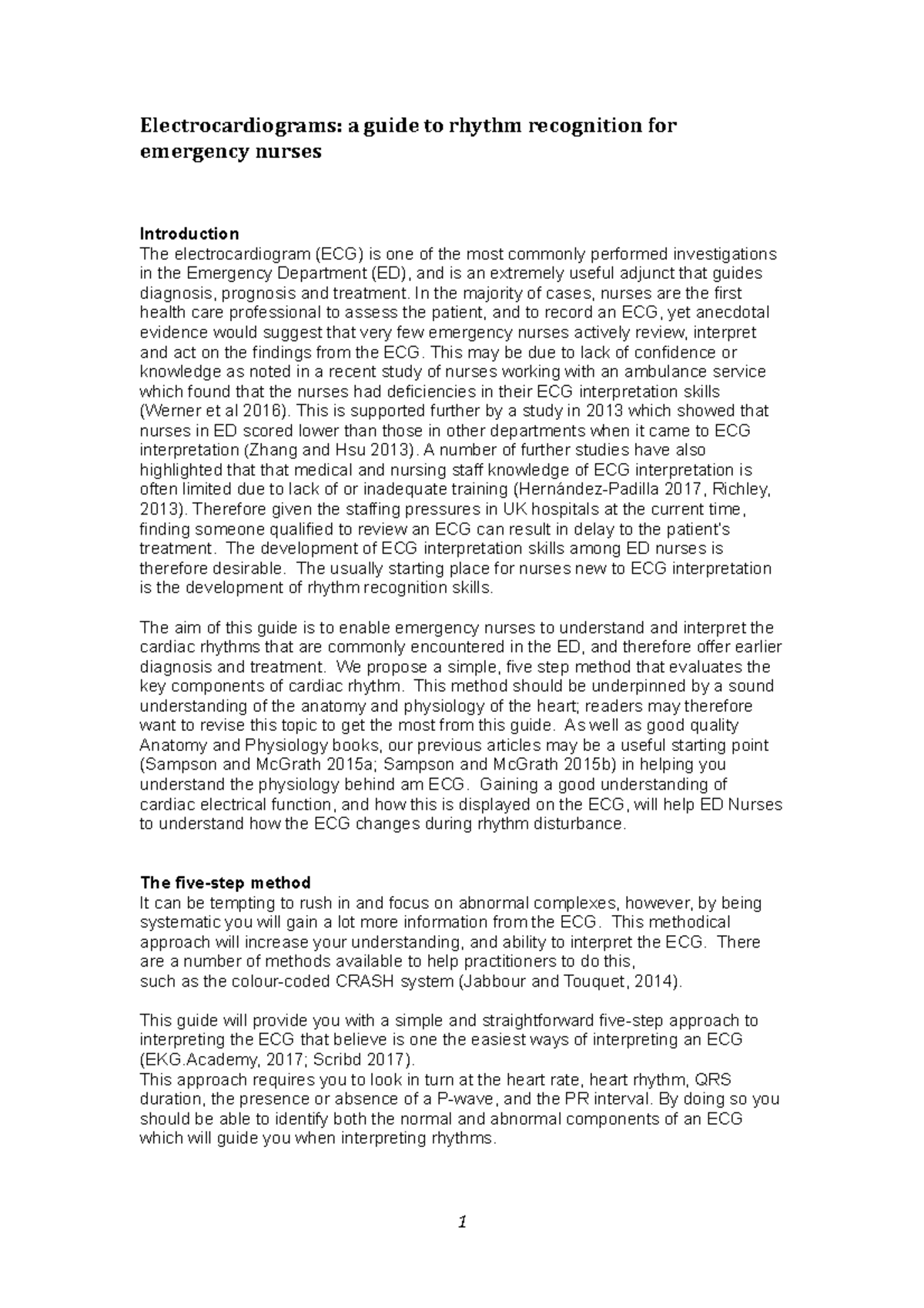 ECG Rhythm Recognition Guide for Emergency Nurses (EN 101) - Studocu
