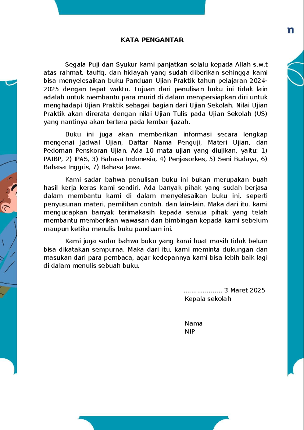 Panduan Ujian Praktik Kelas 6 Tahun Pelajaran 2024/2025 - Document Preview