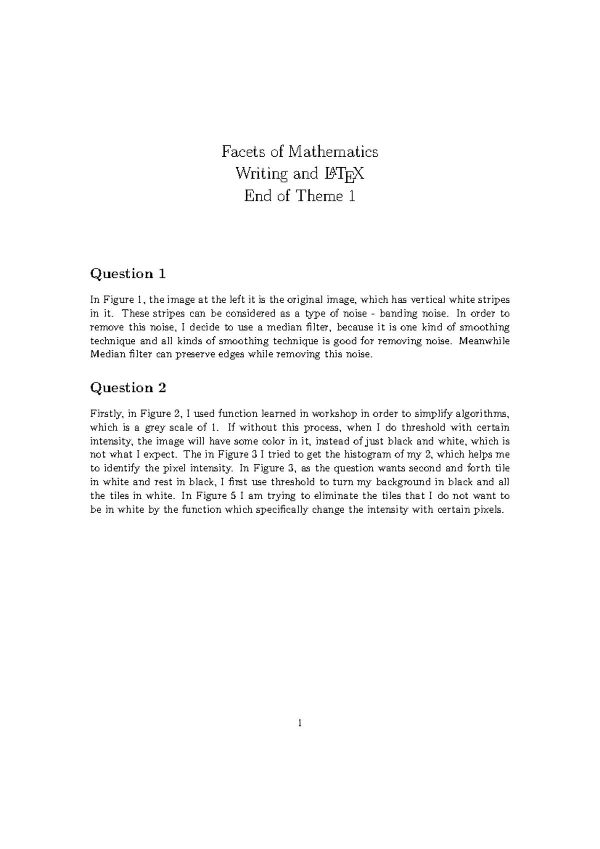Latex worksheet solutions - Facets of Mathematics: LATEX examples 1 ...