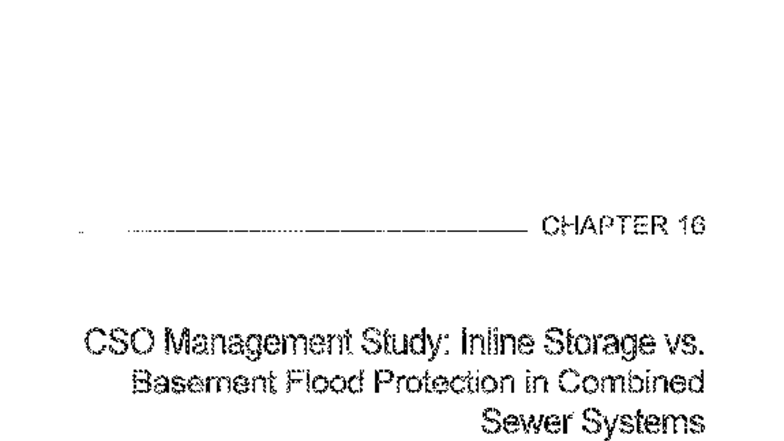 16 CSO Management Study: Inline Storage vs. Basement Flood Protection ...