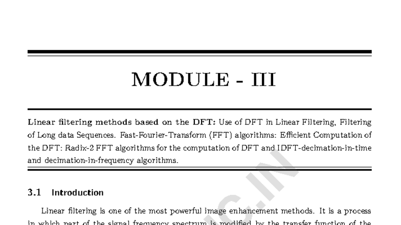 DSP BEC502 Module-3: Linear Filtering & DFT Techniques - Studocu