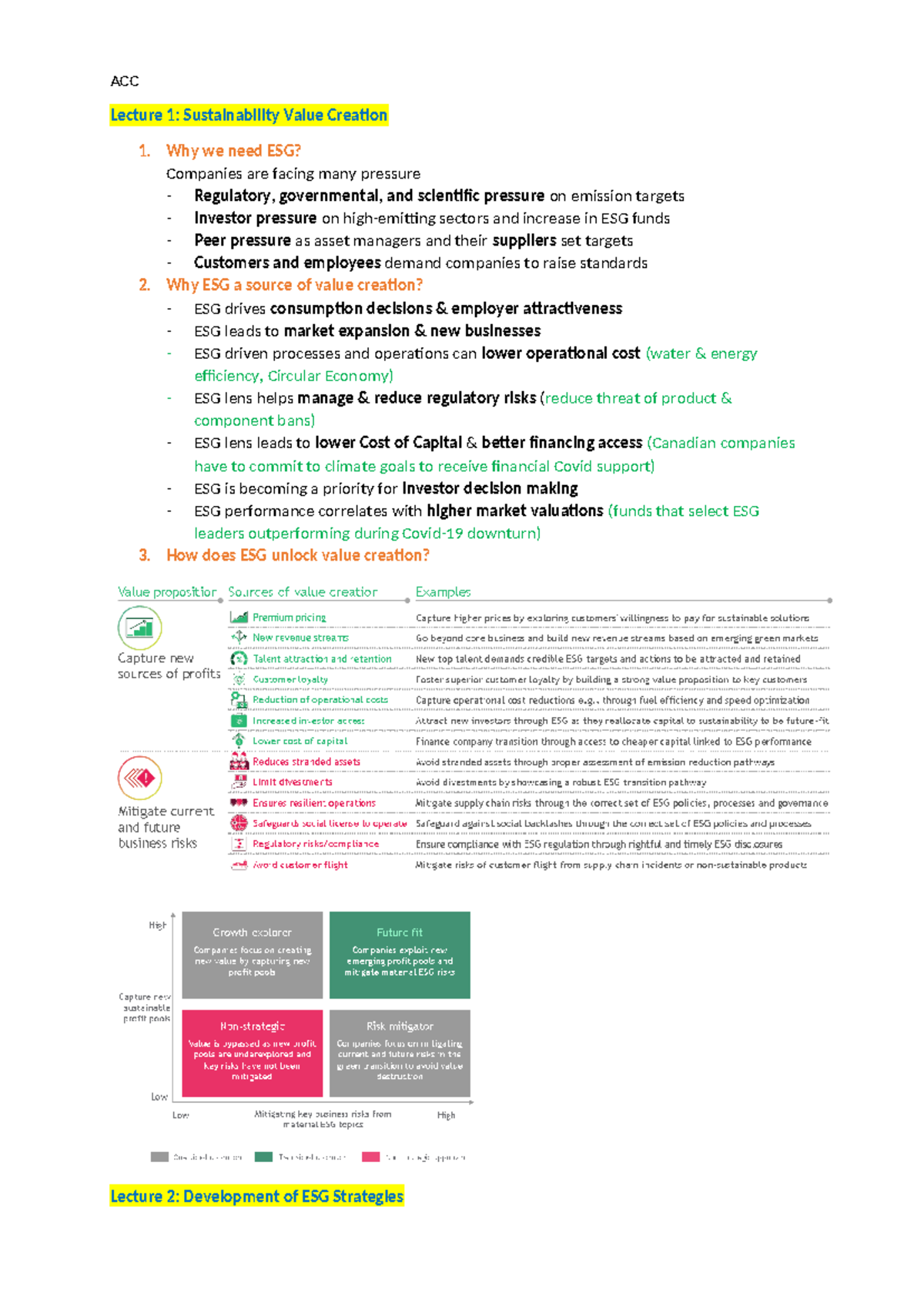 ACC 101: ESG Strategies and Sustainability Value Creation Overview ...