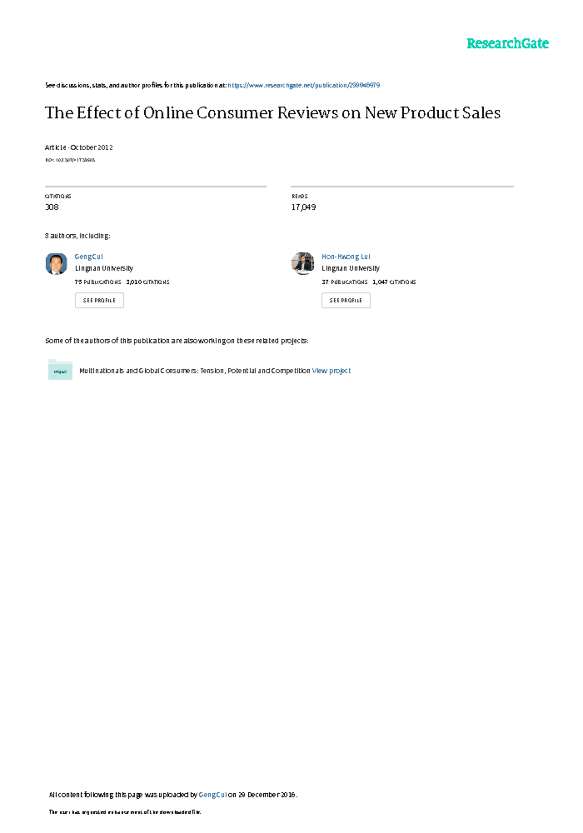 Creative Lecture 3: The Impact of Online Reviews on Product Sales ...