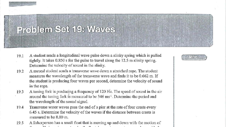 Problem Set 19: Waves - Detailed Solutions and Explanations - Studocu
