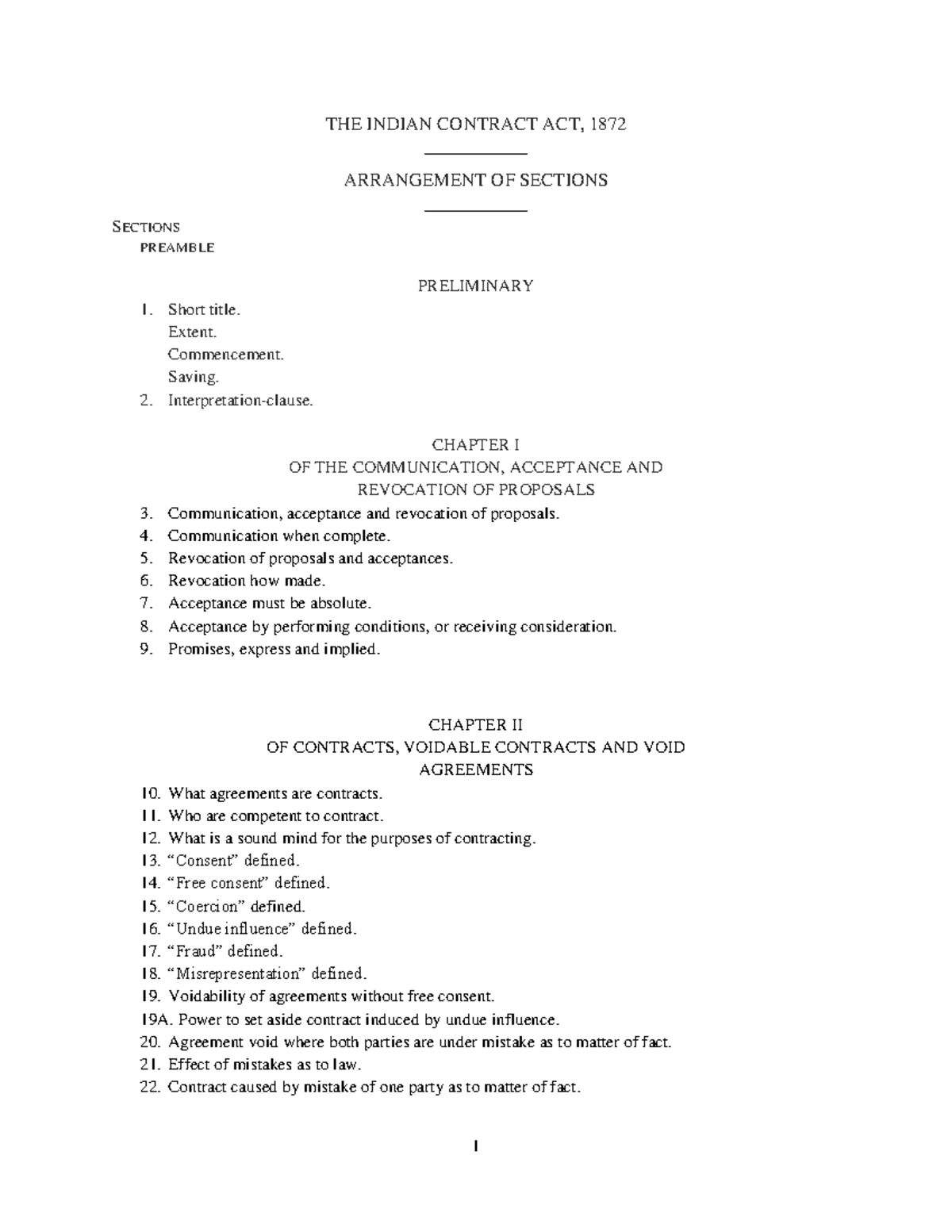 A187209 - Overview of the Indian Contract Act, 1872 Sections - Studocu